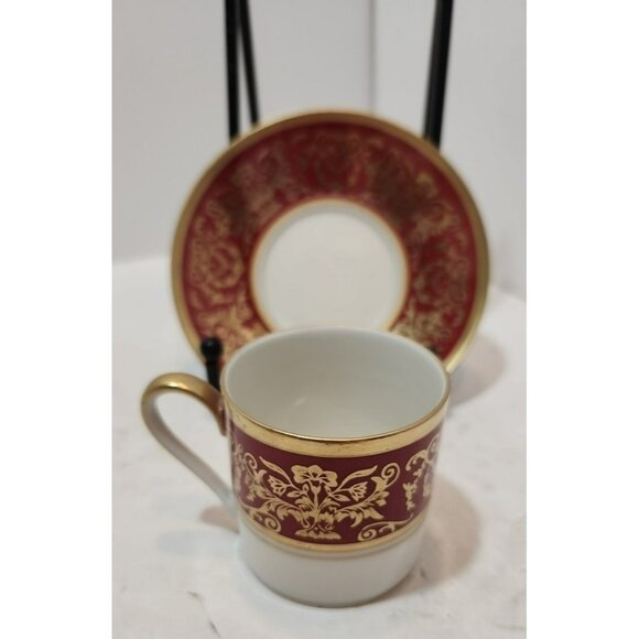 Eschenbach Bavaria Demitasse Espresso Tea Cup & Saucer 1940's Gothic Red & Gold - Picture 8 of 12